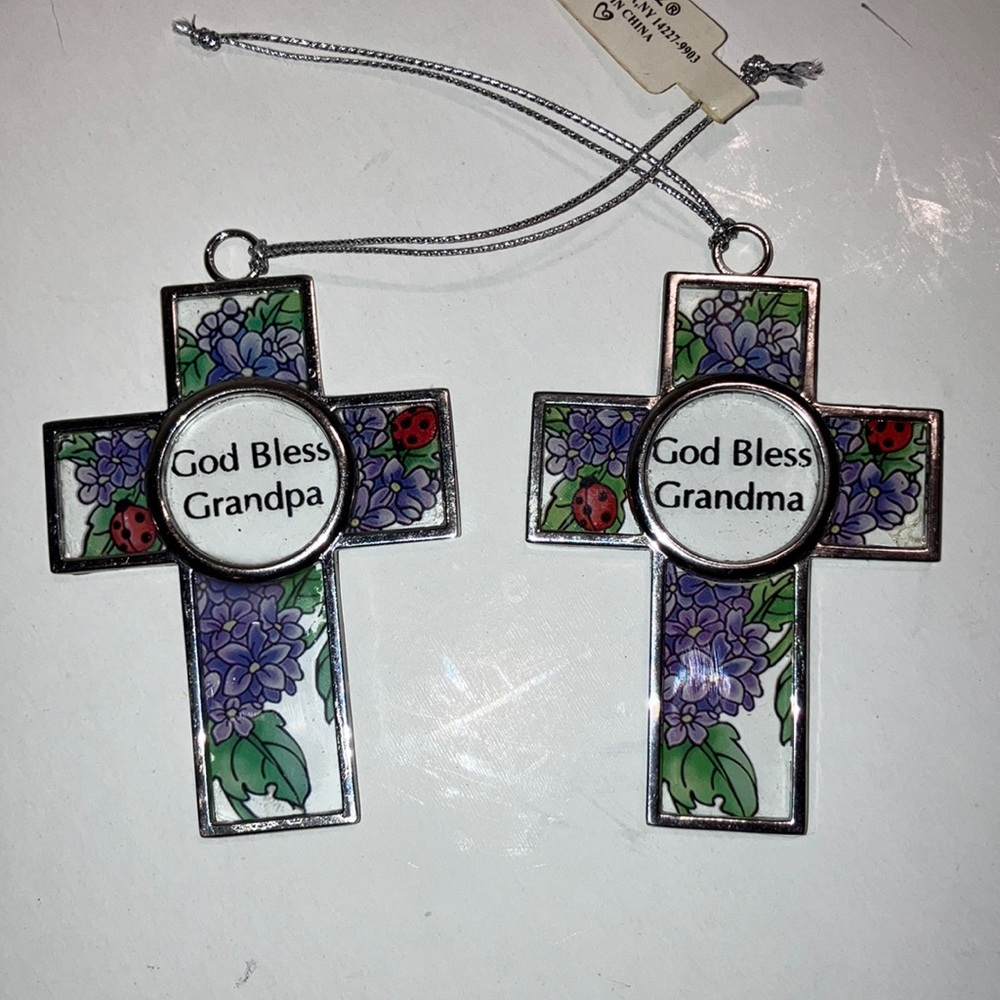 Grandma & Grandpa Silver Suncatcher Ornament‎ Set